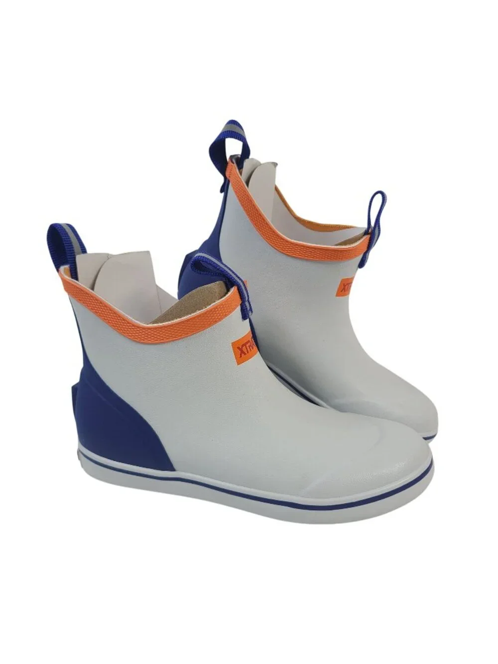 NEW Xtratuf Youth Ankle Deck Boots Sz US 2 White & Blue Waterproof